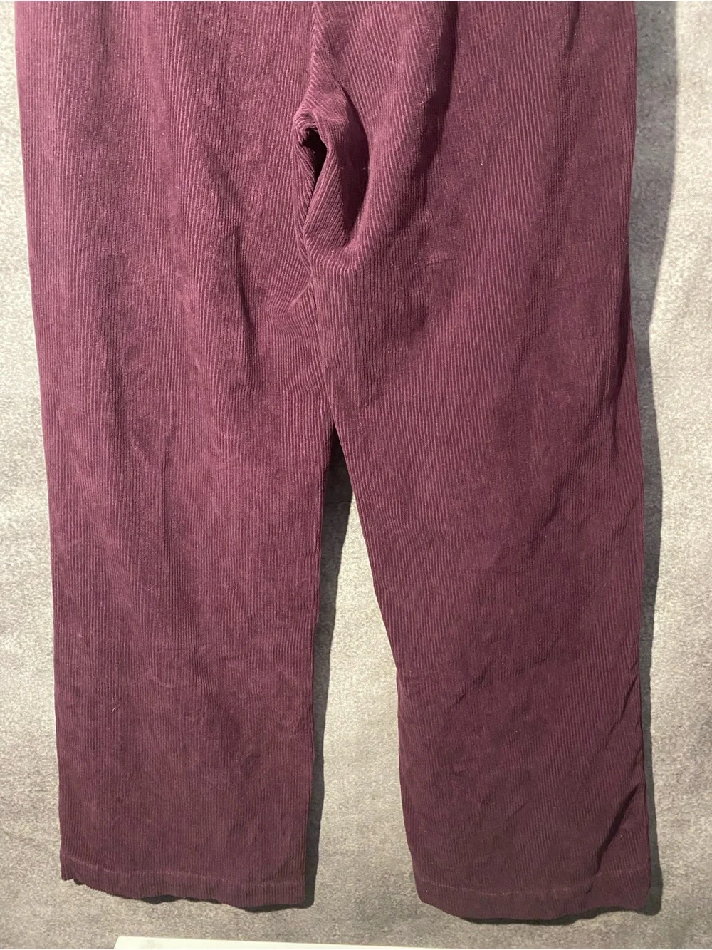 Lands End Womens M 10 12 Corduroy Pants Elastic Waist Pull On Pocket Plum